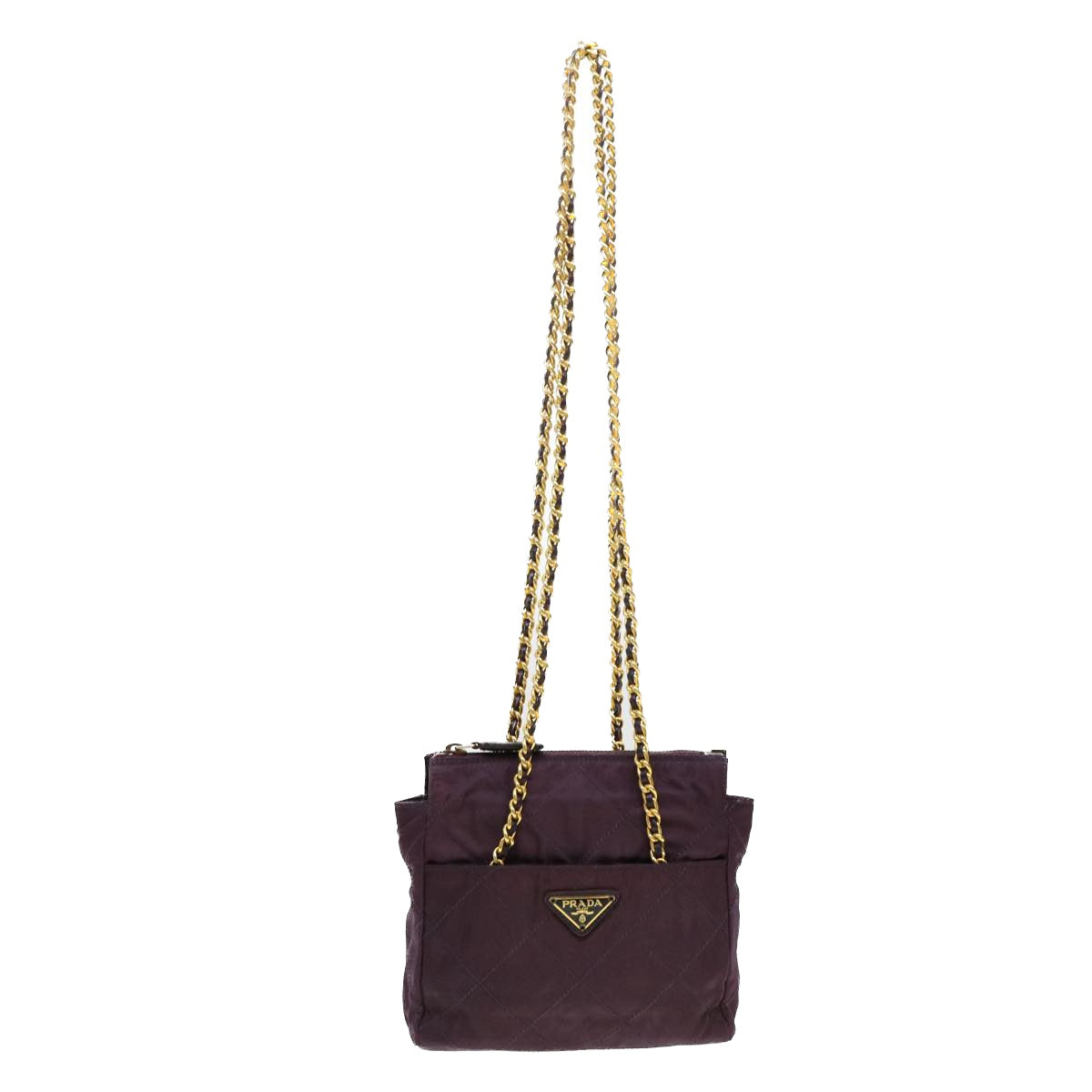 PRADA Chain Shoulder Bag Nylon Purple Auth