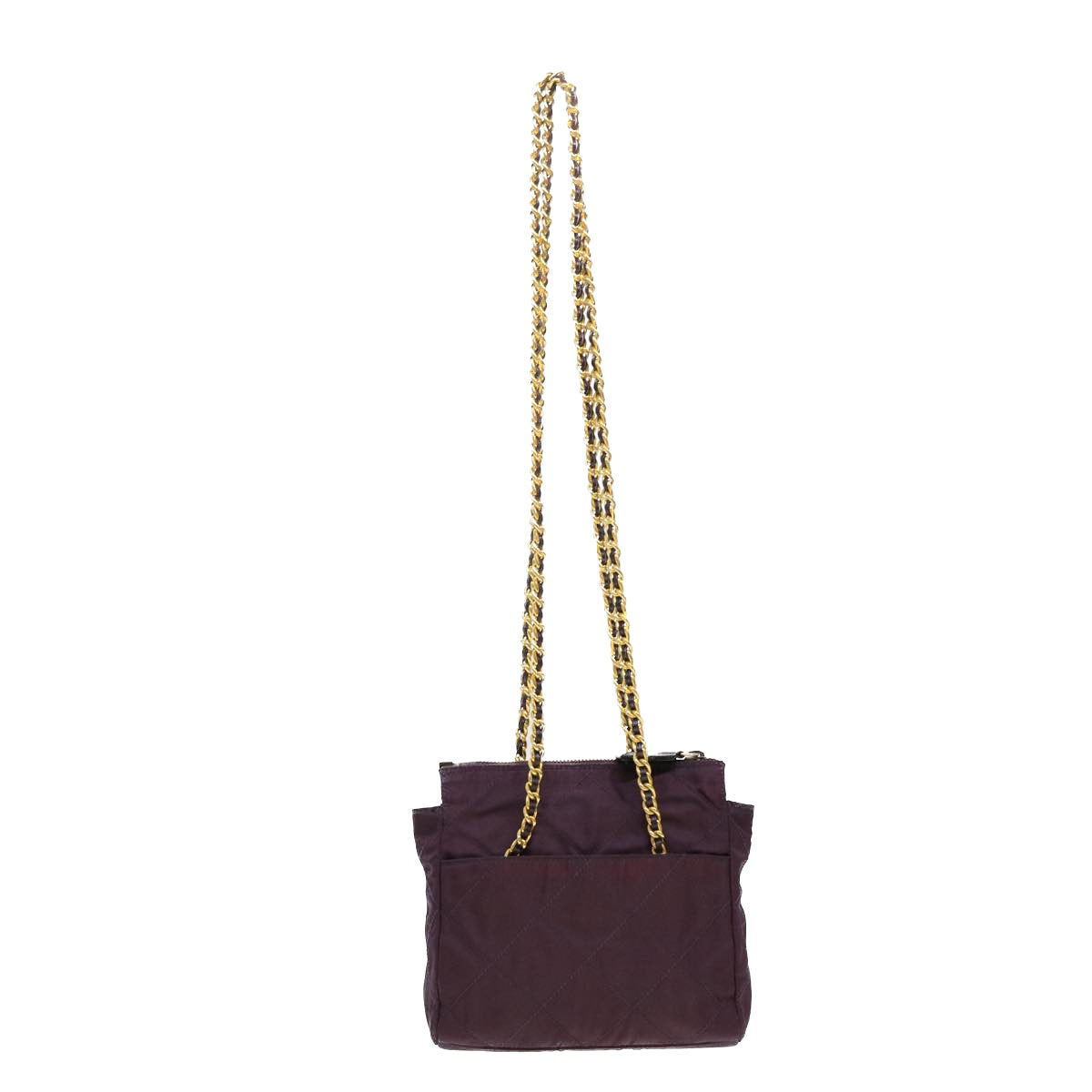 PRADA Chain Shoulder Bag Nylon Purple Auth