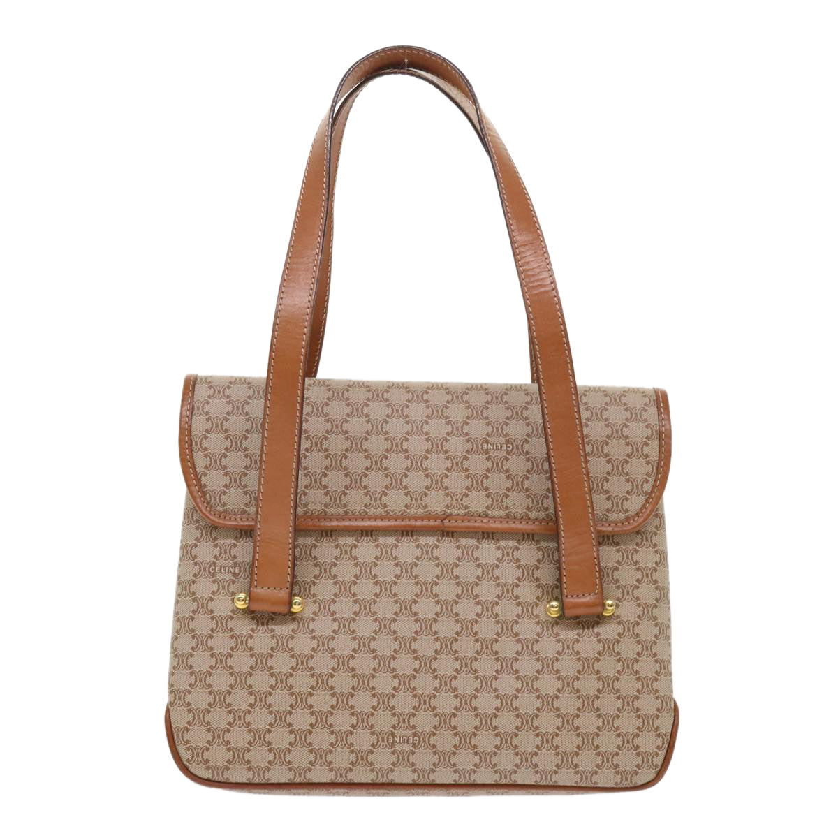 Luxury CELINE Macadam Canvas Shoulder Bag Beige fm2486