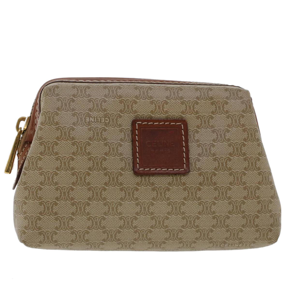Luxury CELINE Macadam Canvas Pouch Beige fm2545