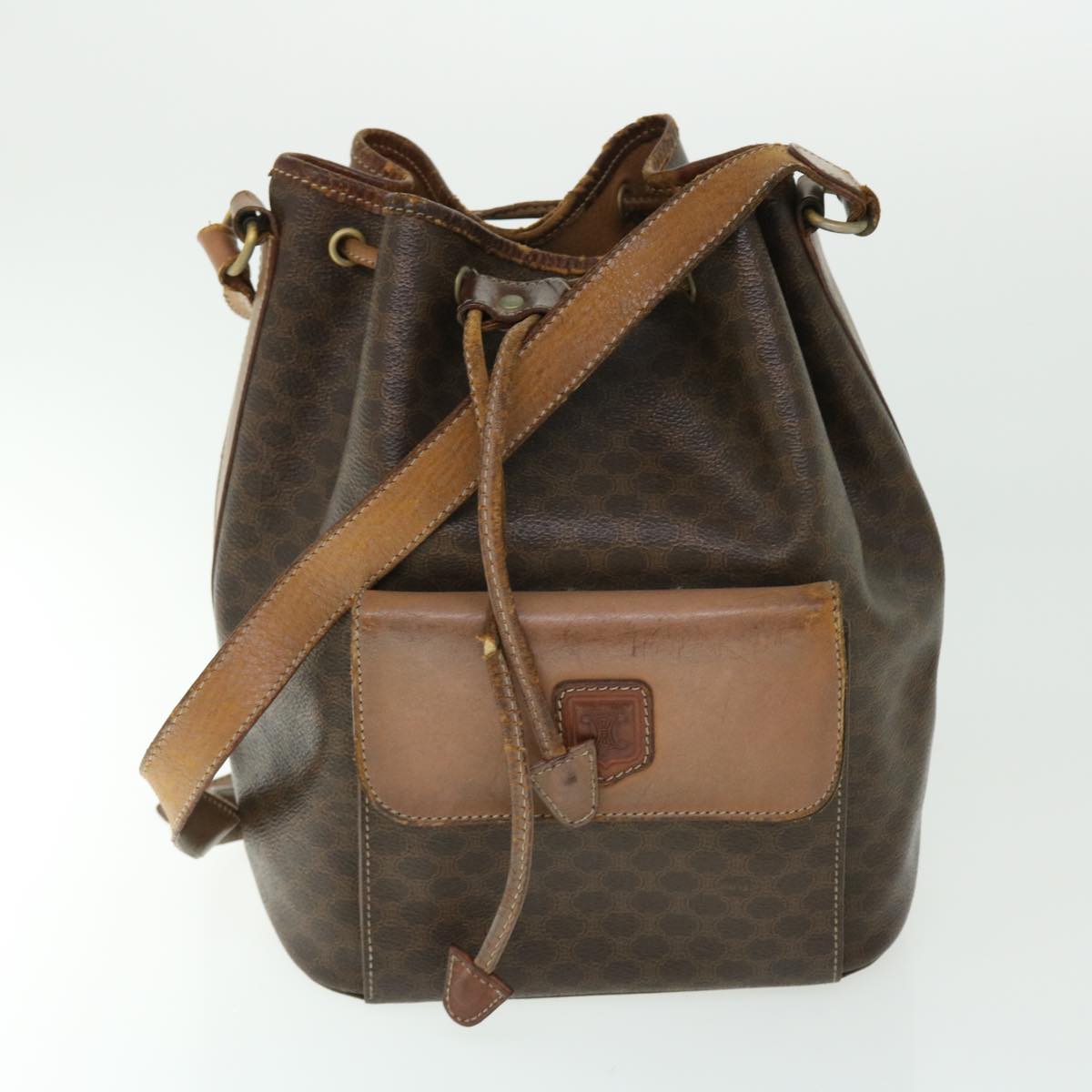 Luxury CELINE Macadam Canvas Shoulder Bag PVC Leather 2Set Brown Beige fm2643