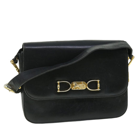 Luxury CELINE Horse Carriage Shoulder Bag Leather Black fm2707