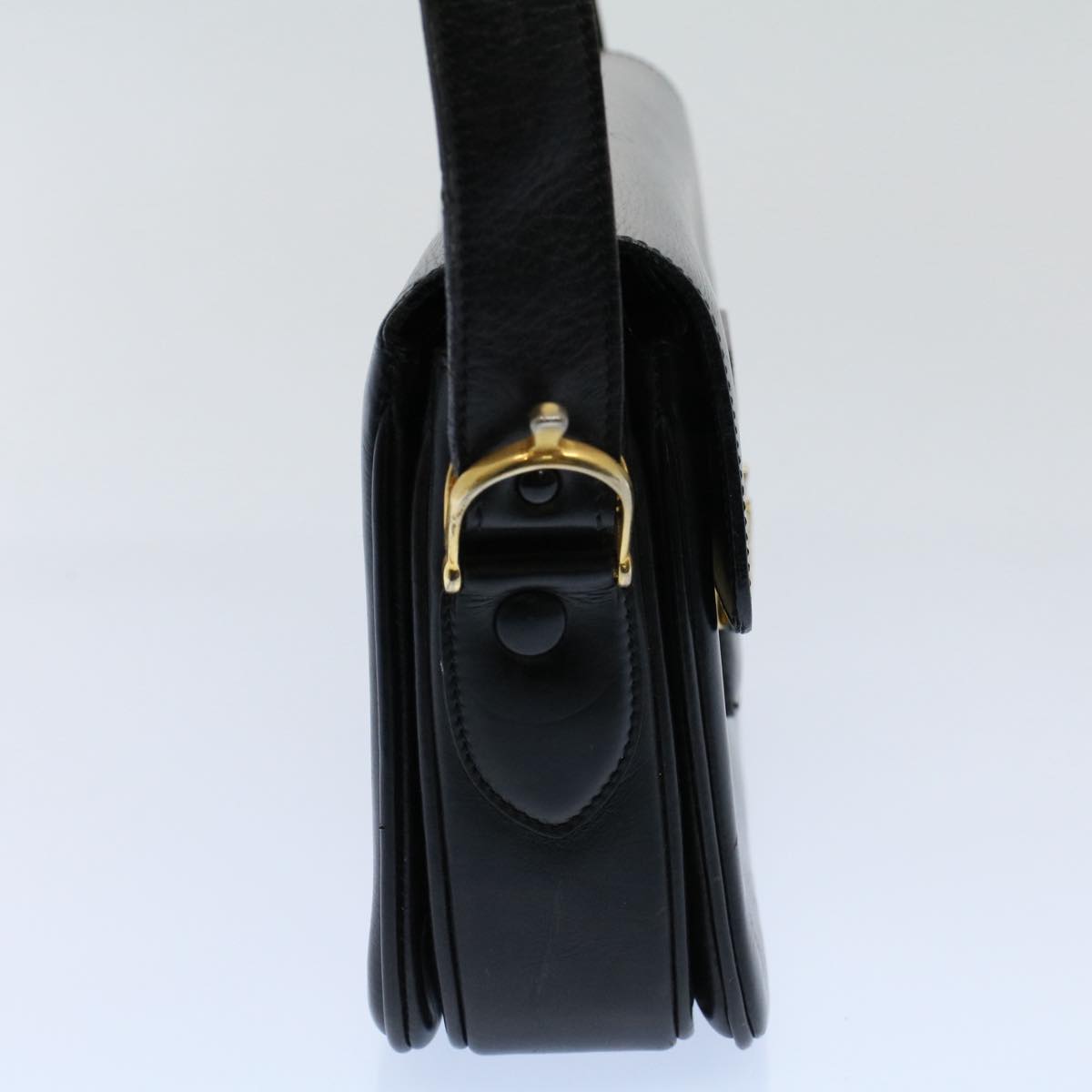Luxury CELINE Horse Carriage Shoulder Bag Leather Black fm2800