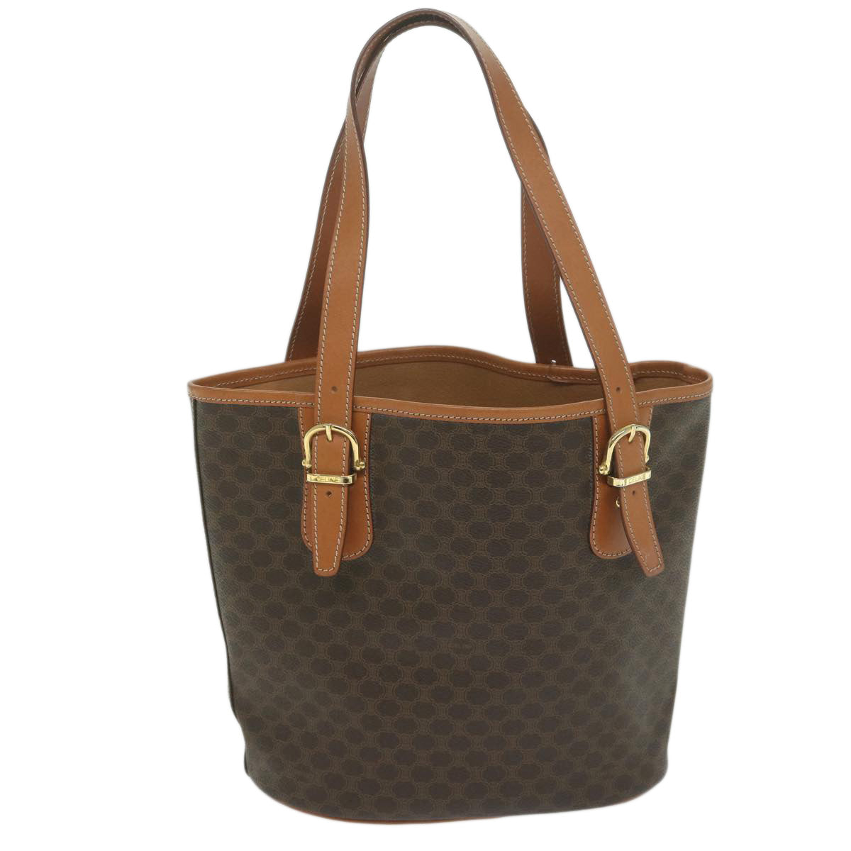 Luxury CELINE Macadam Canvas Tote Bag PVC Leather Brown fm3033