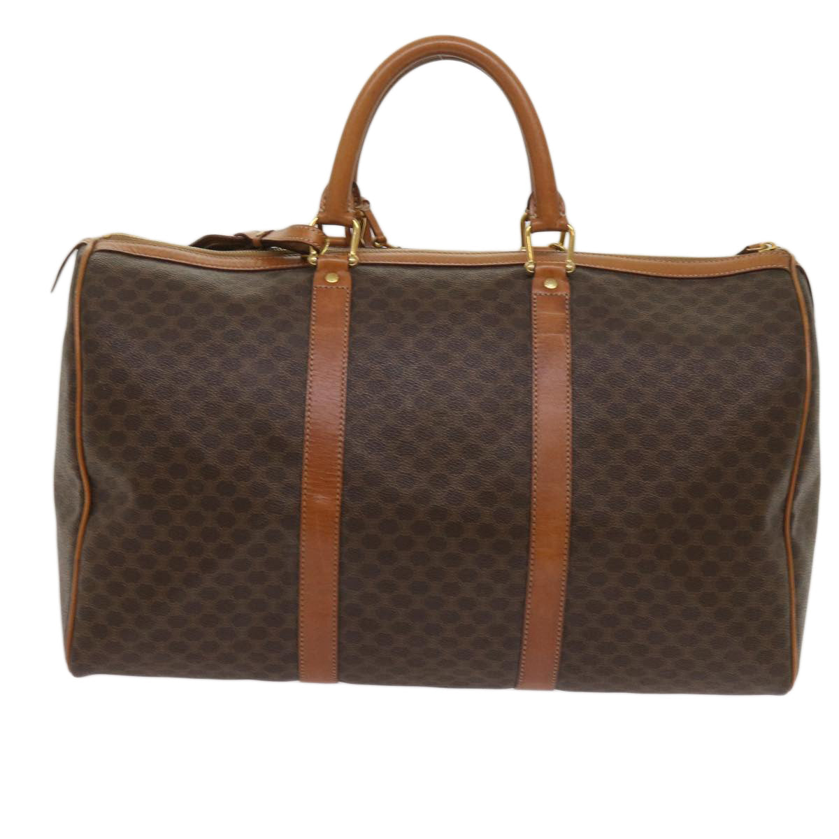 Luxury CELINE Macadam Canvas Boston Bag PVC Brown fm3128