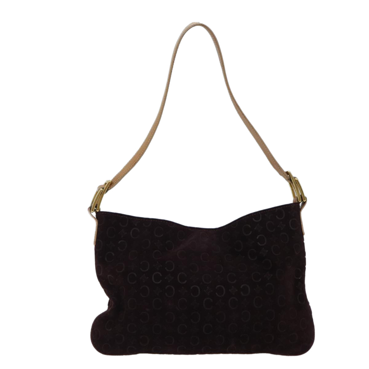 Luxury CELINE C Macadam Canvas Shoulder Bag Bordeaux fm3341