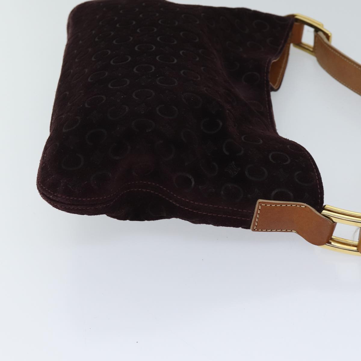 Luxury CELINE C Macadam Canvas Shoulder Bag Bordeaux fm3341