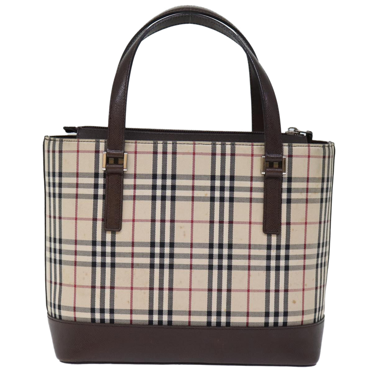 Burberry Nova Check Hand Bag Canvas Beige Auth fm3415