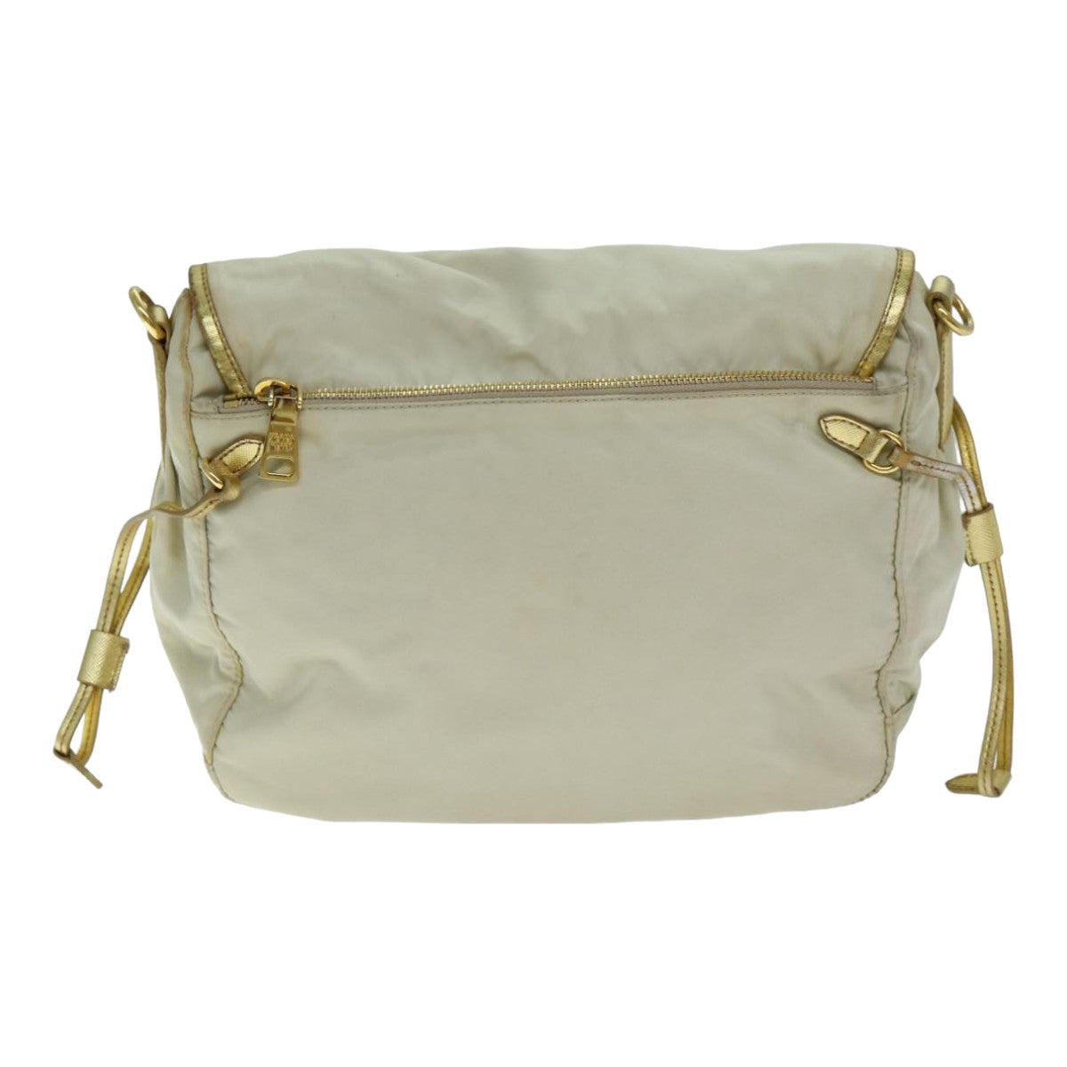 PRADA Shoulder Bag Nylon Beige Auth