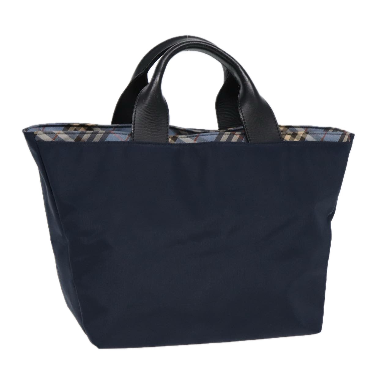 Burberry Nova Check Hand Bag Nylon Navy Auth fm3652