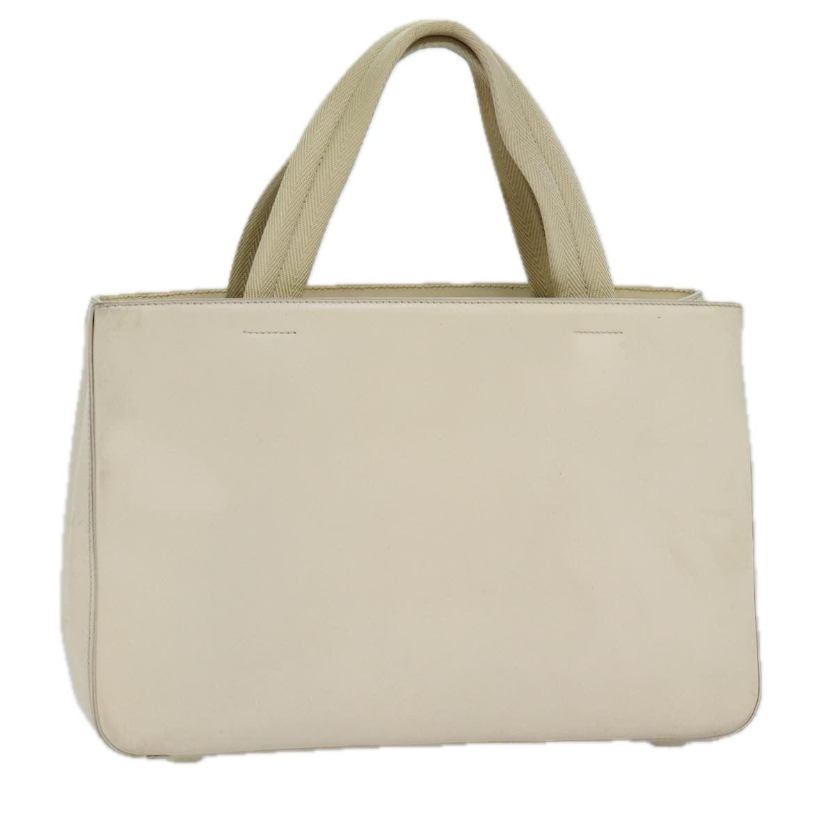 PRADA Hand Bag Leather Beige Auth