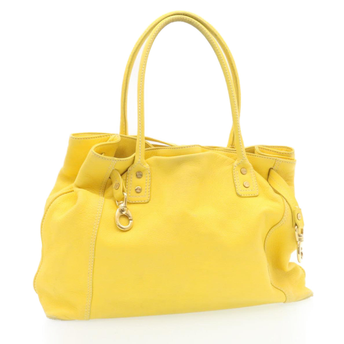 Luxury CELINE Shoulder Bag Leather Yellow fm965