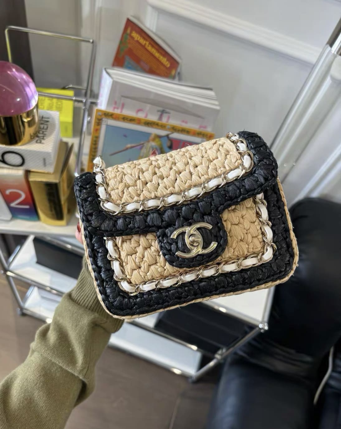 CHANEL 24C VENICE BEACH BRAIDED MINI RAFFIA FLAP BAG
