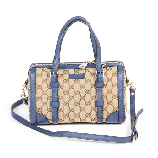 Gucci Boston Leather Canvas Shoulder Bag Style 5