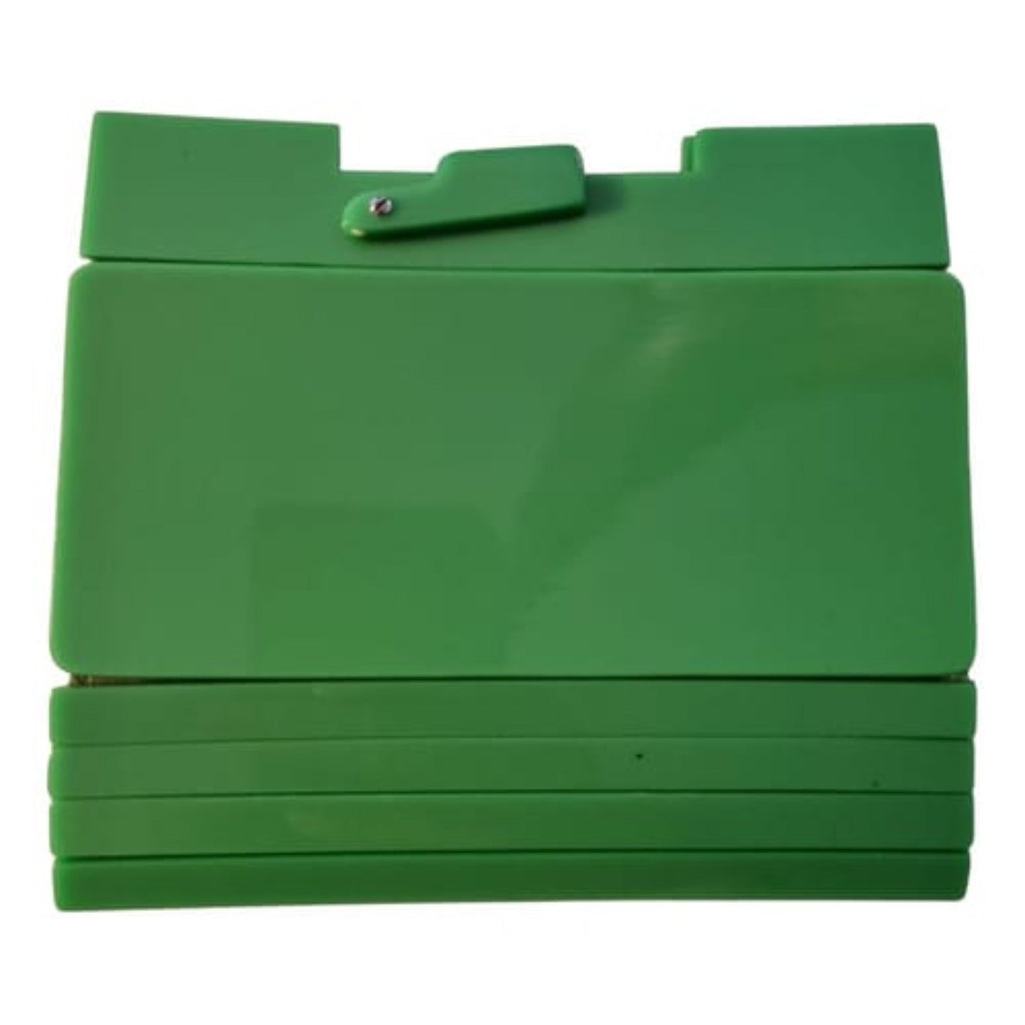Fendi green clutch style purse made of Lucite tiles and green leather with a latch top closure