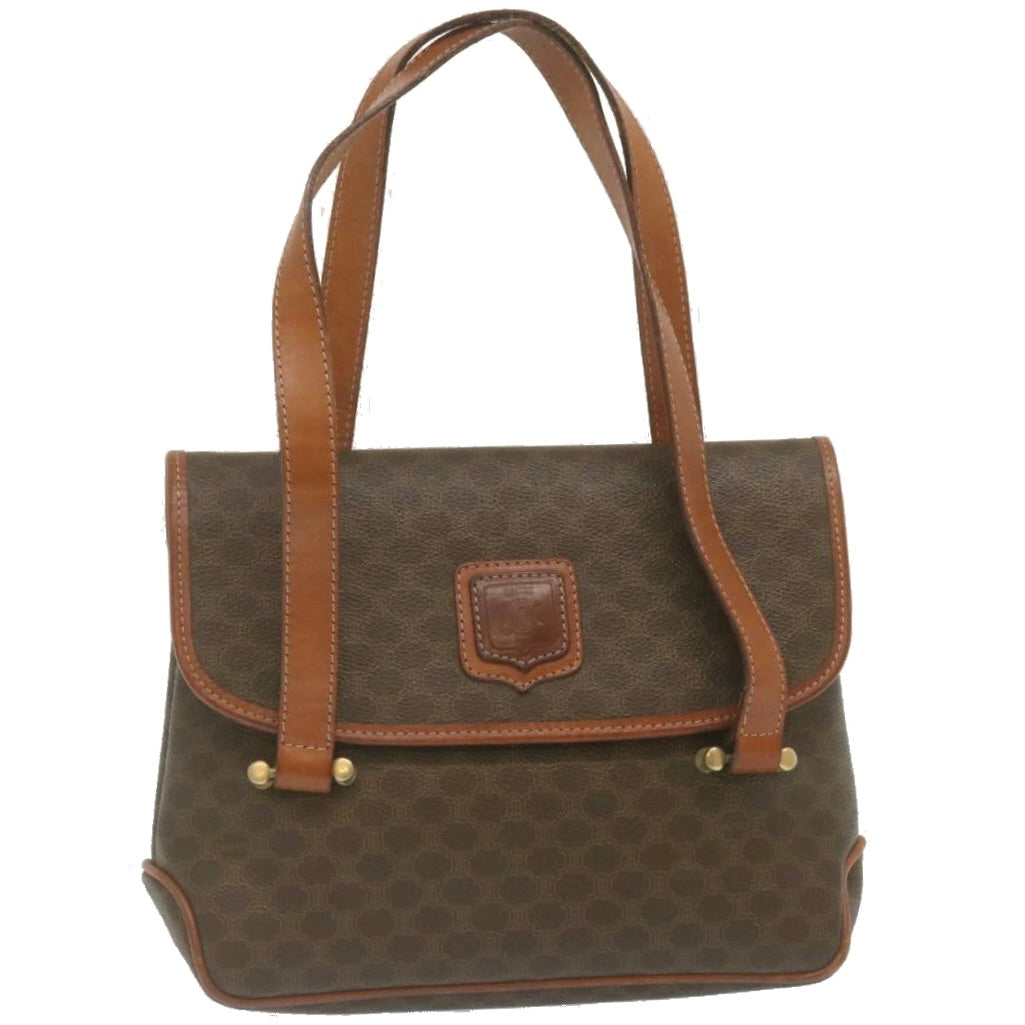 Luxury CELINE Macadam Canvas 2Way Shoulder Hand Bag PVC Leather Brown am2277g