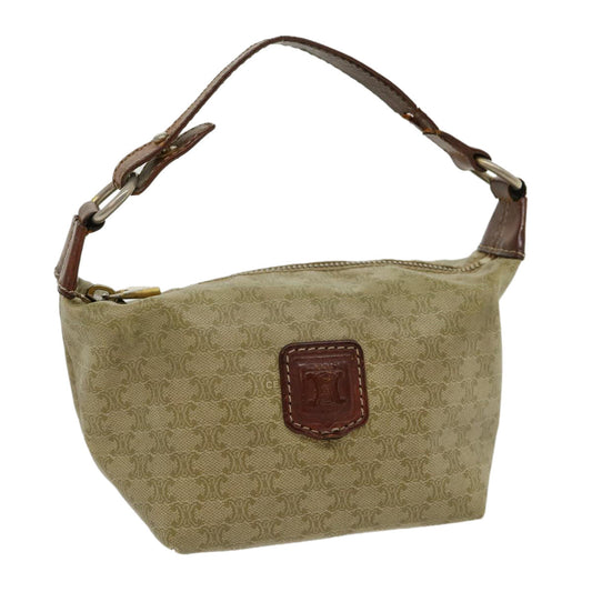 Luxury CELINE Macadam Canvas Hand Pouch PVC Leather Beige am2606g