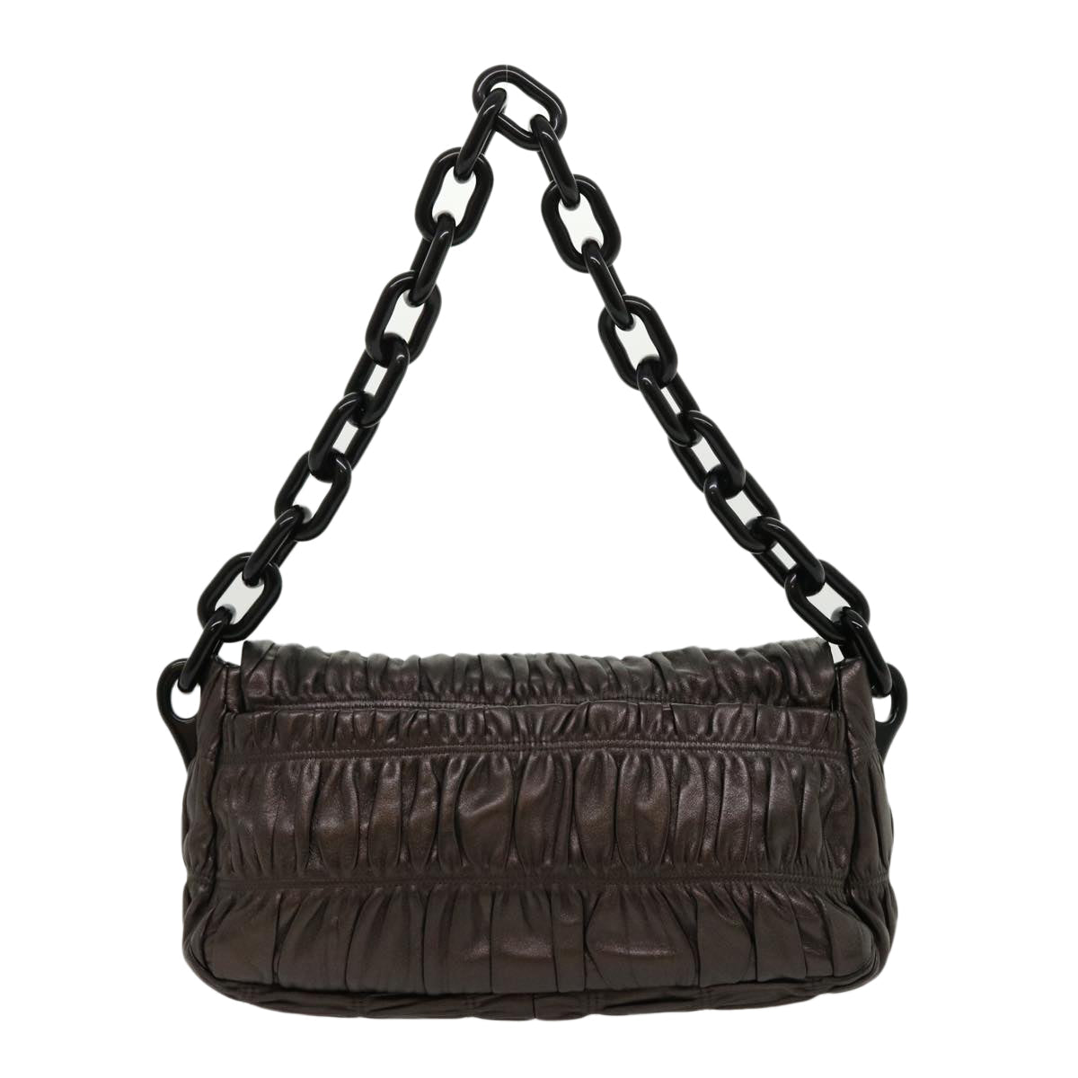 Prada Chain Shoulder Bag Leather Brown