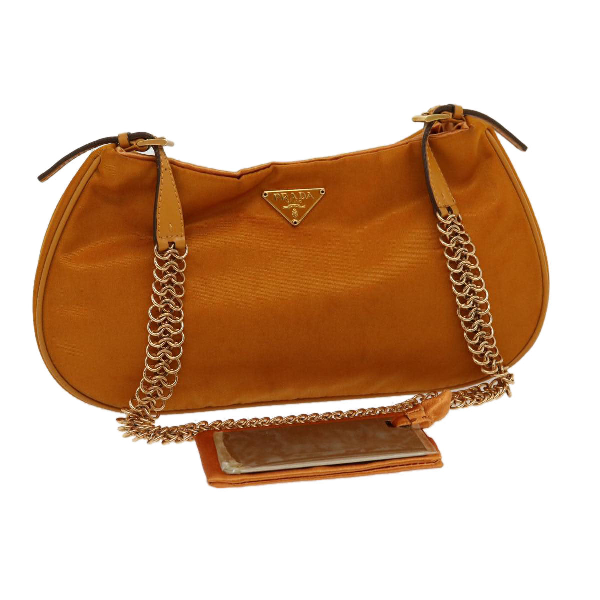 Prada Chain Shoulder Bag Nylon Orange