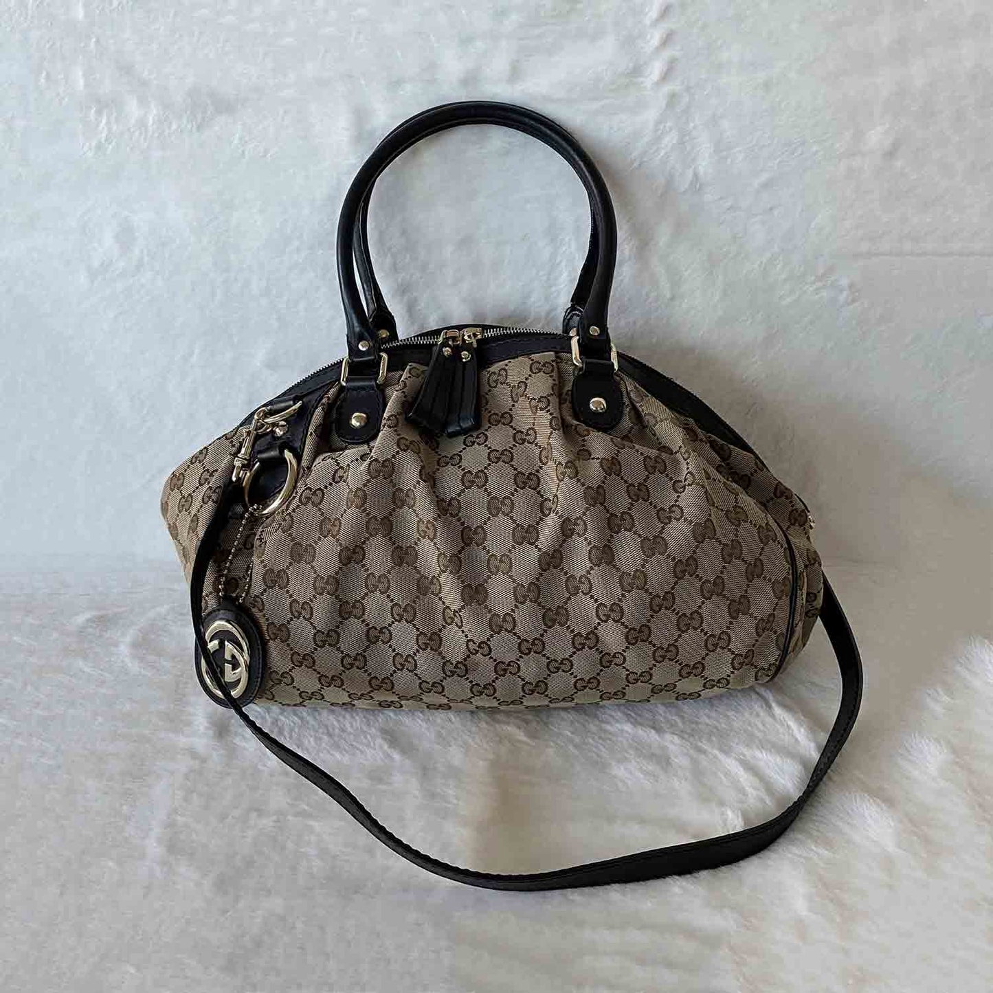 Gucci Sukey Leather Canvas Tote Style 4