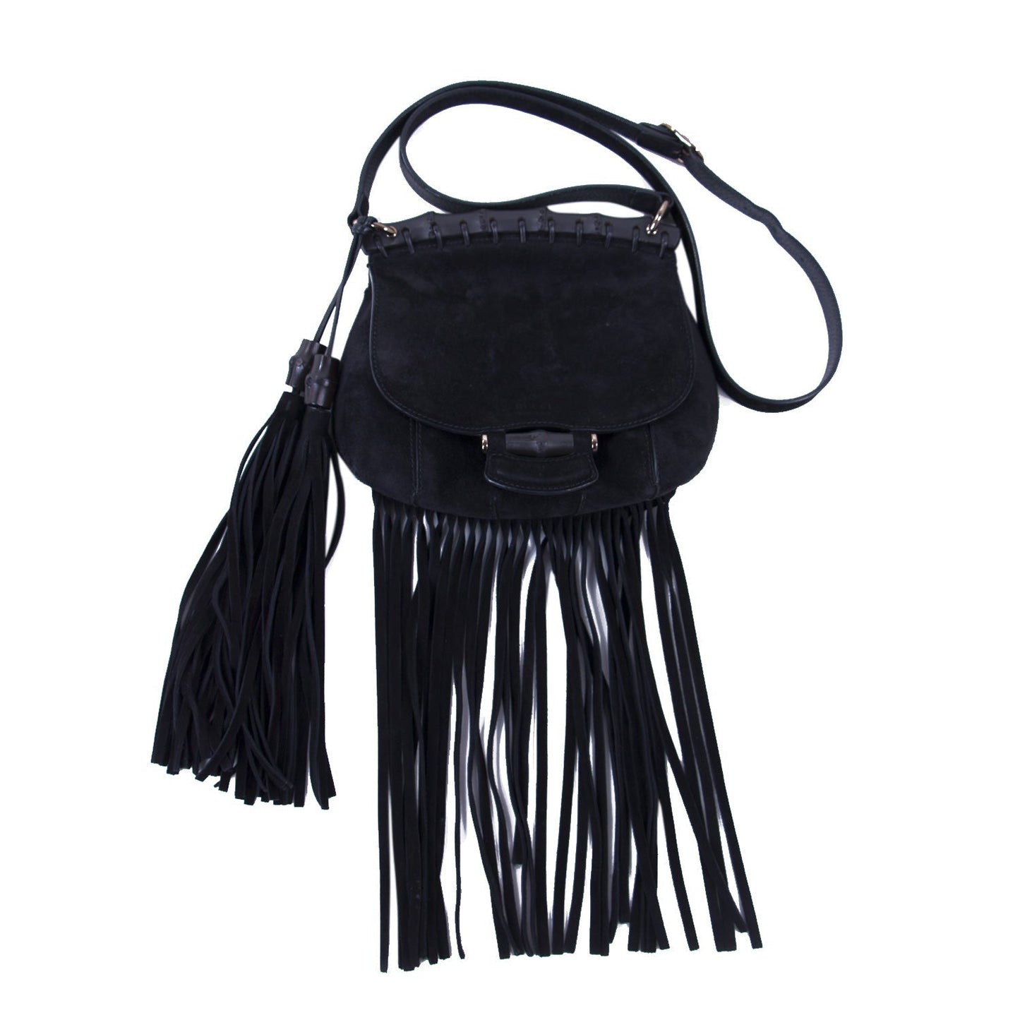 Gucci Black Leather Suede Shoulder Bag
