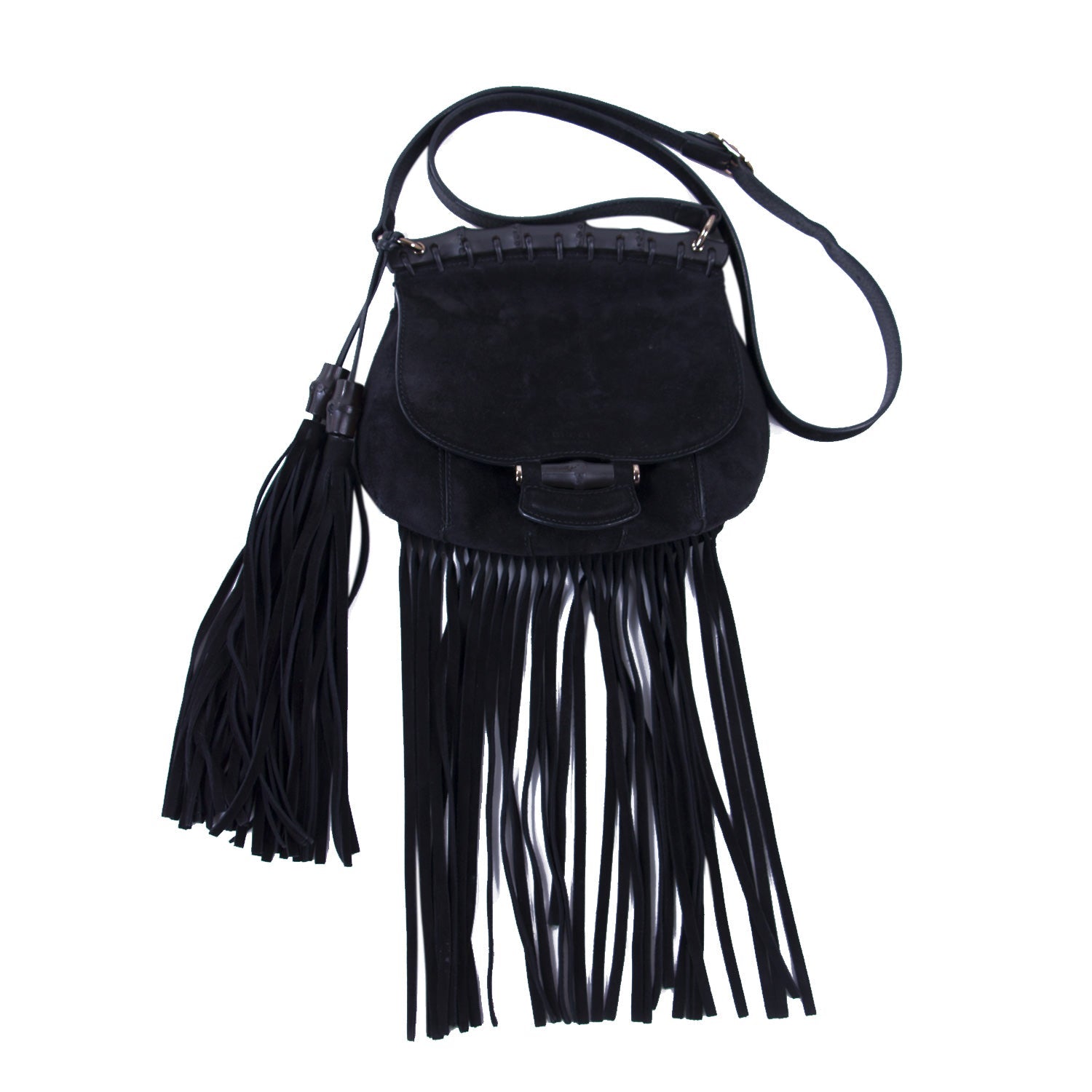 Gucci Black Leather Suede Shoulder Bag