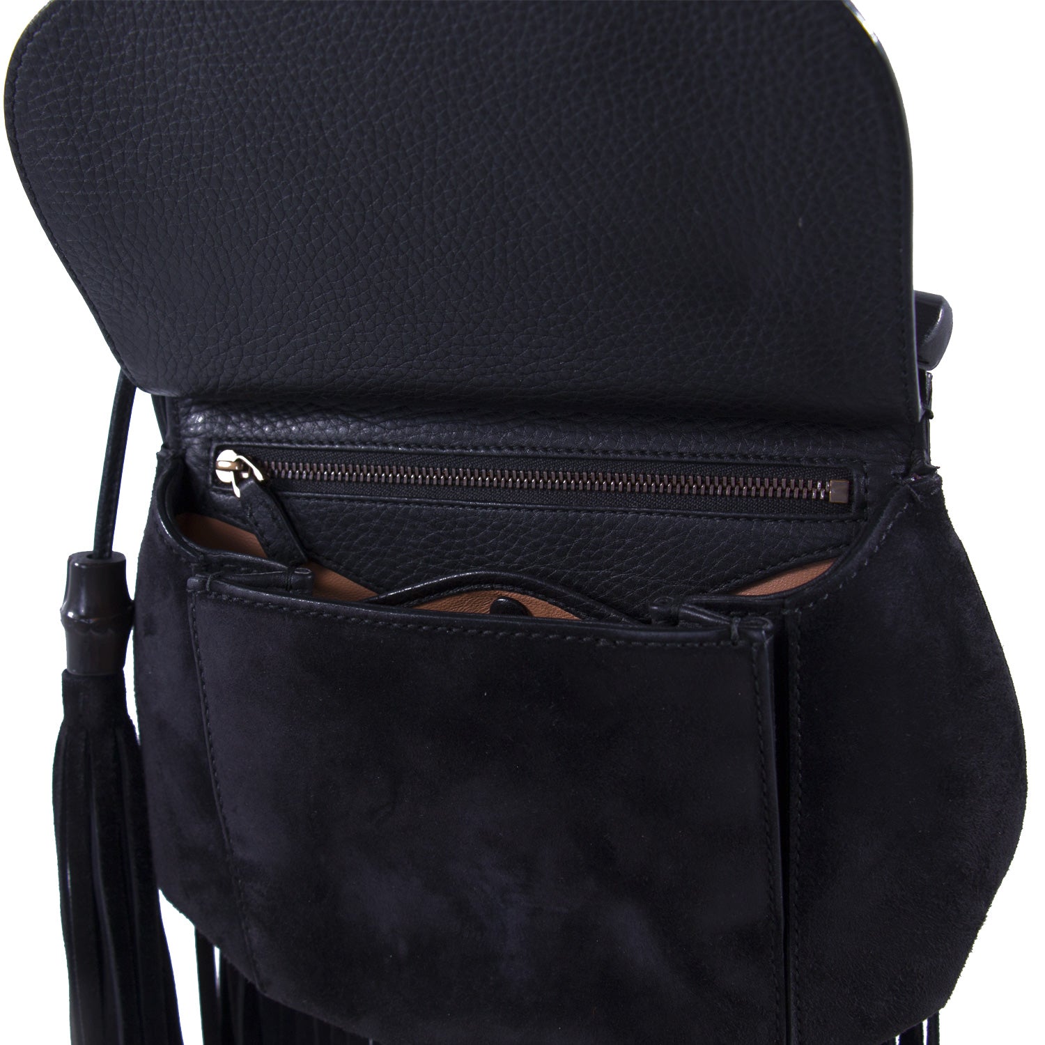 Gucci Black Leather Suede Shoulder Bag