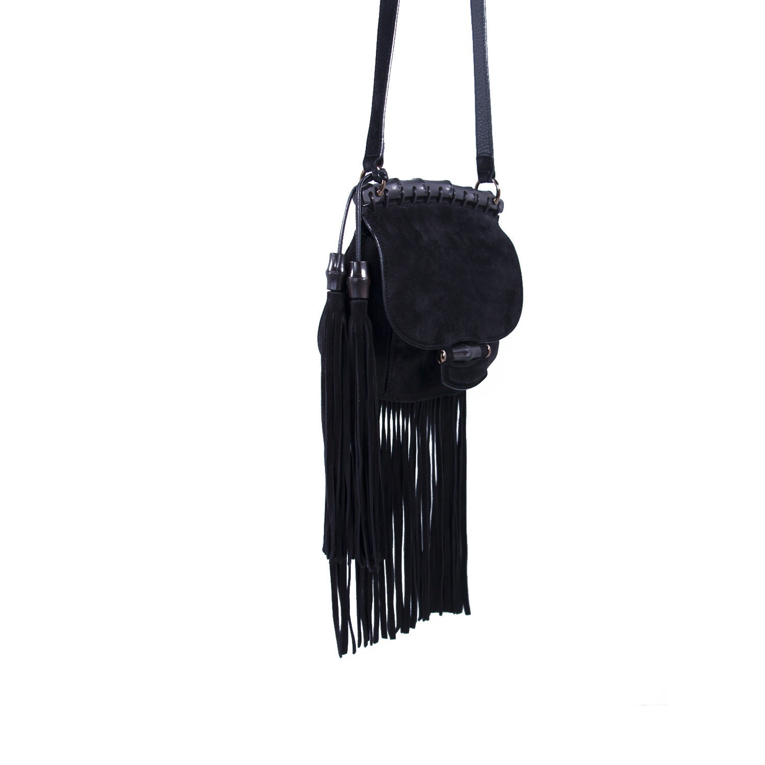 Gucci Black Leather Suede Shoulder Bag