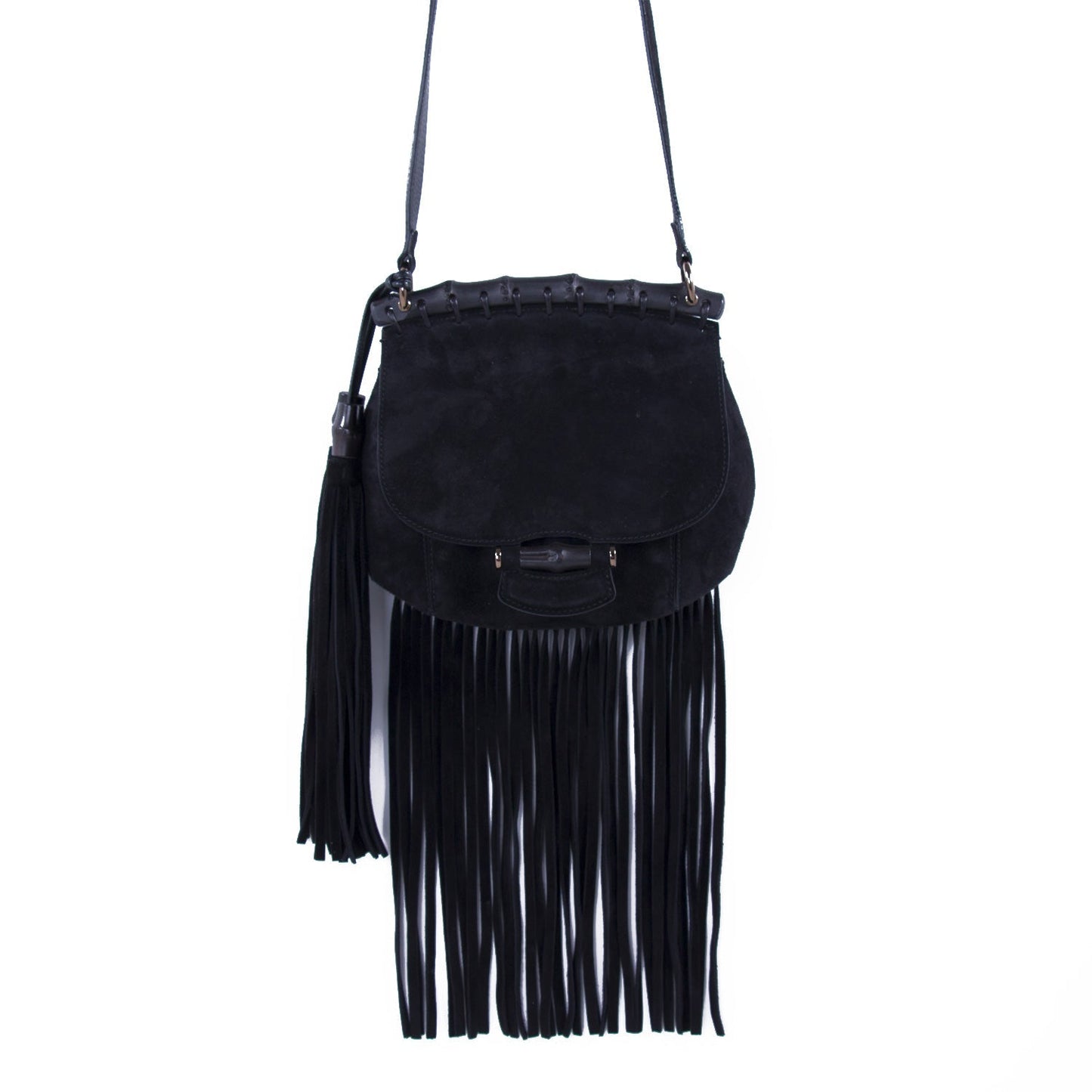 Gucci Black Leather Suede Shoulder Bag