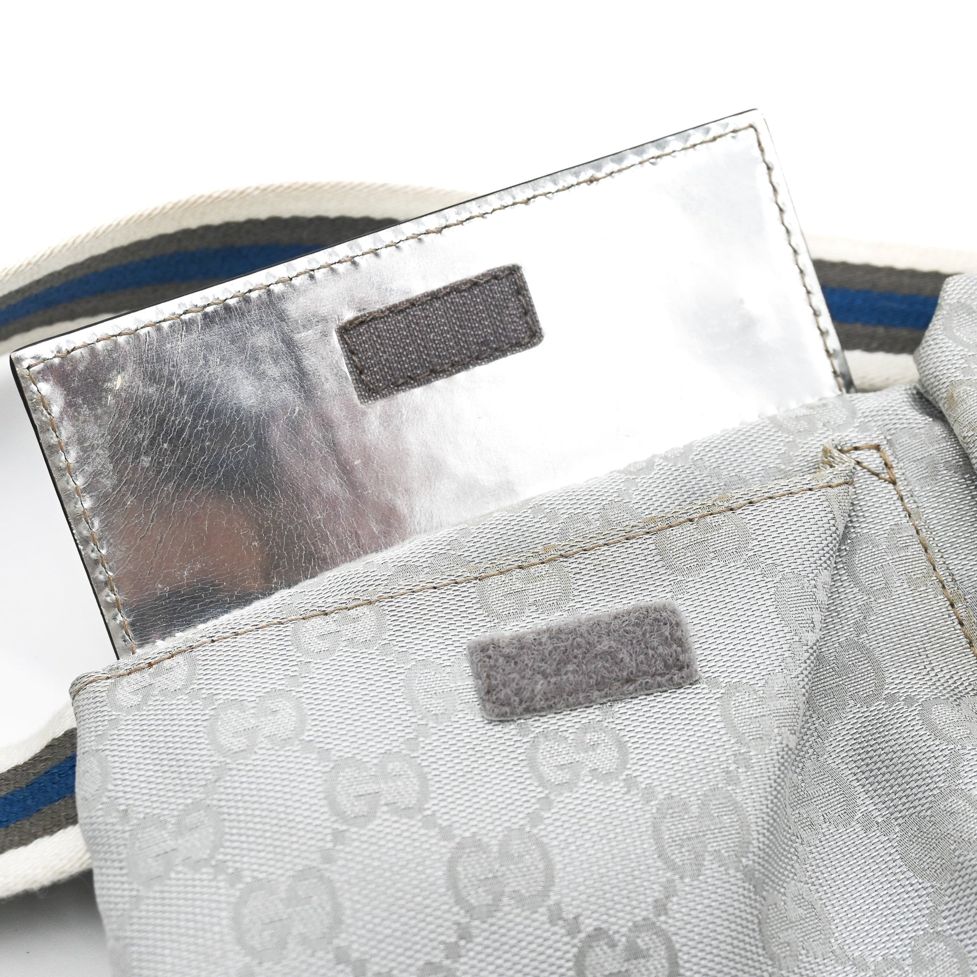 Gucci Monogram Web Belt Bag in Silver