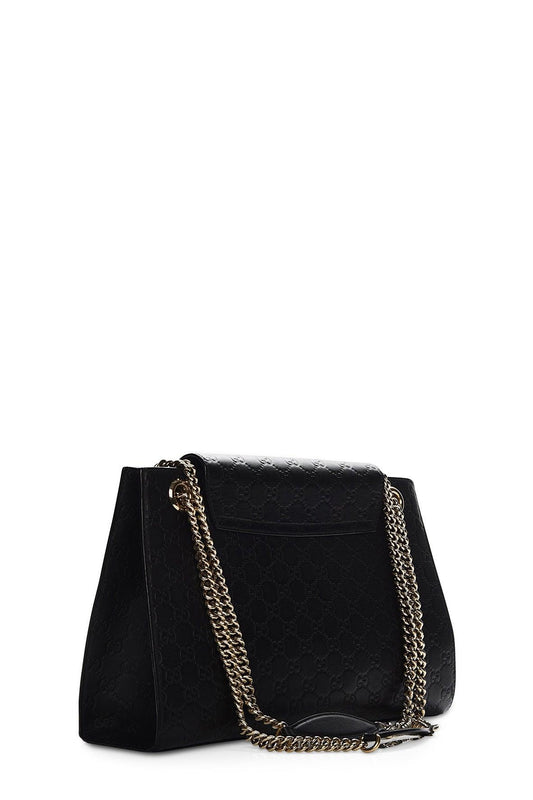 Gucci Guccissima Black Leather Monogram Shoulder Bag Style 1