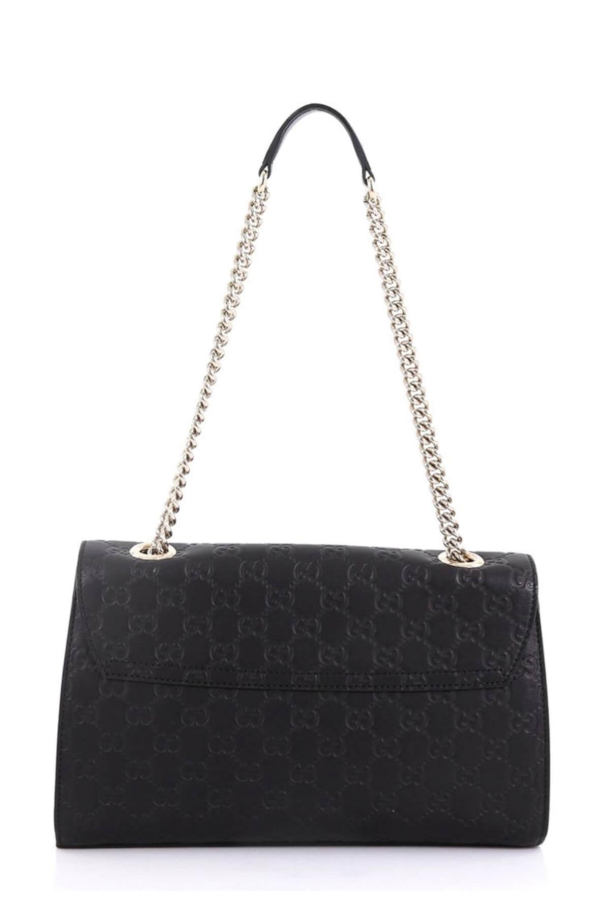 Gucci Guccissima Black Leather Chain Shoulder Bag Style 1