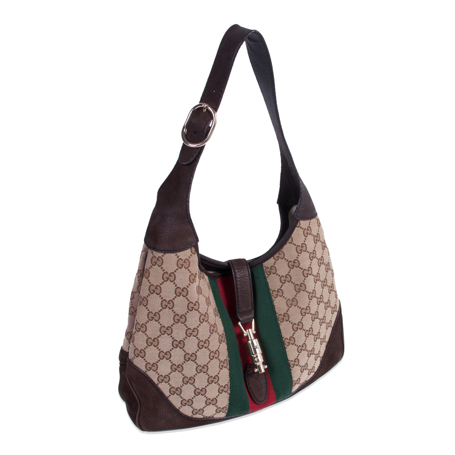 Gucci Jackie Canvas Suede Shoulder Bag