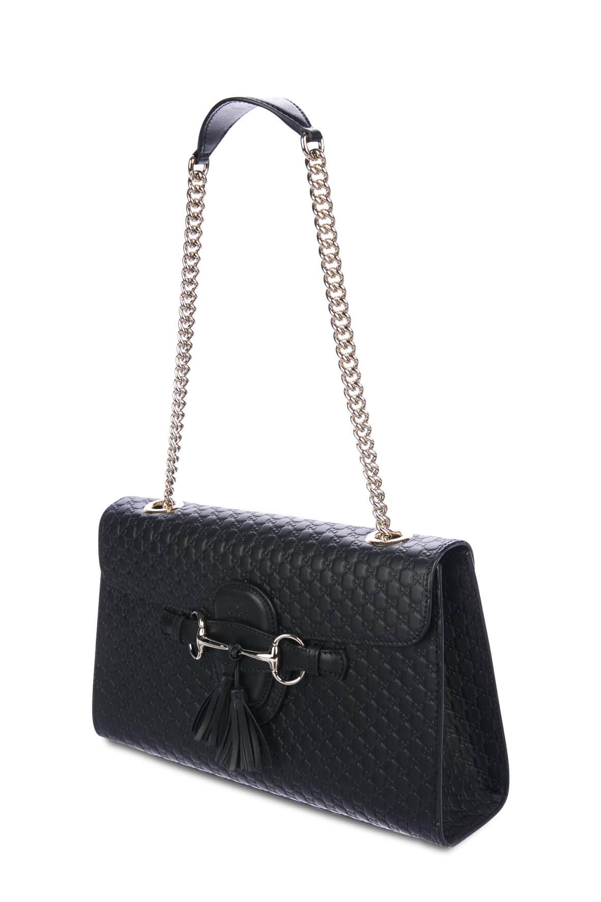 Gucci Guccissima Black Leather Shoulder Bag Style 3