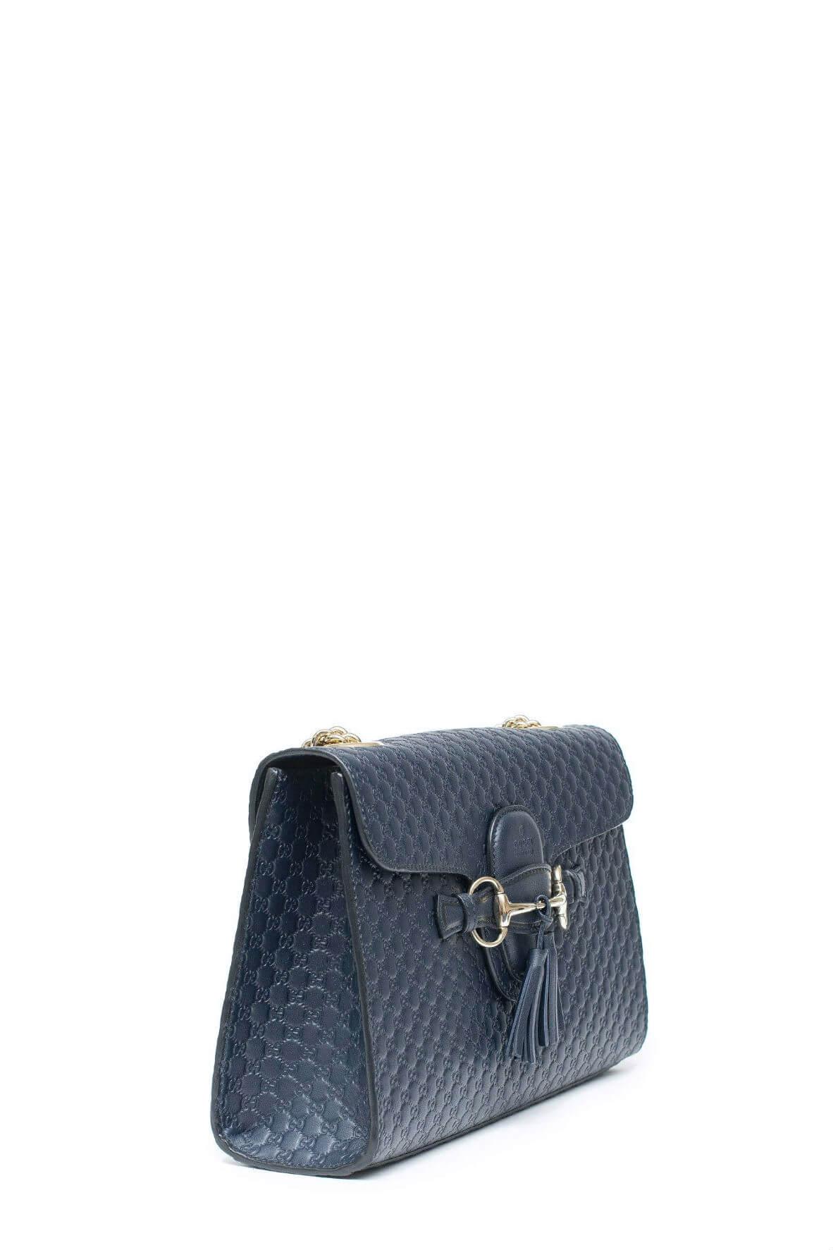 Gucci Guccissima Navy Leather Shoulder Bag Style 1