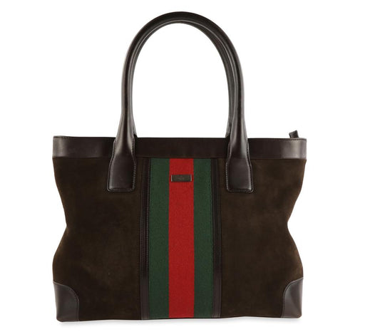 Gucci Web Leather Suede Tote