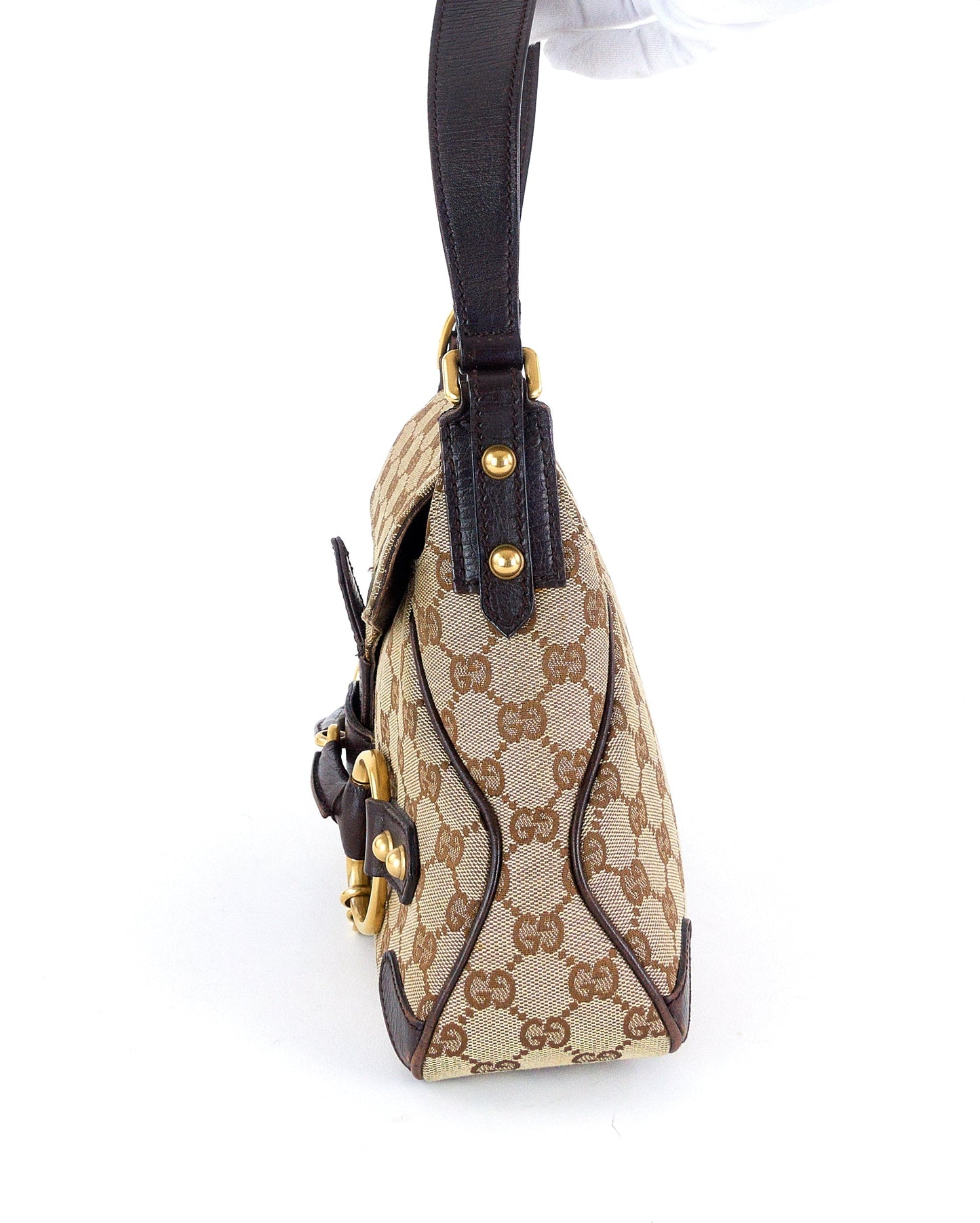 Gucci Monogram Canvas Horsebit Handbag