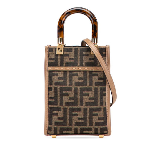 Fendi Zucca Canvas Leather 2way Shoulder Bag Handbag