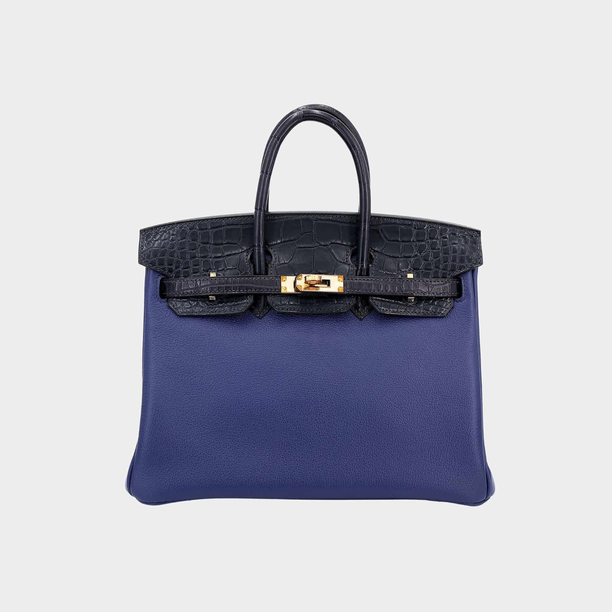Birkin 25 Matte Alligator-Taurillion Novillo Bleu Saphir/ Blue Marine GHW