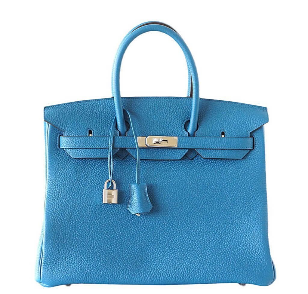 HermesBirkin 35 Bag Blue Izmir Palladium Hardware