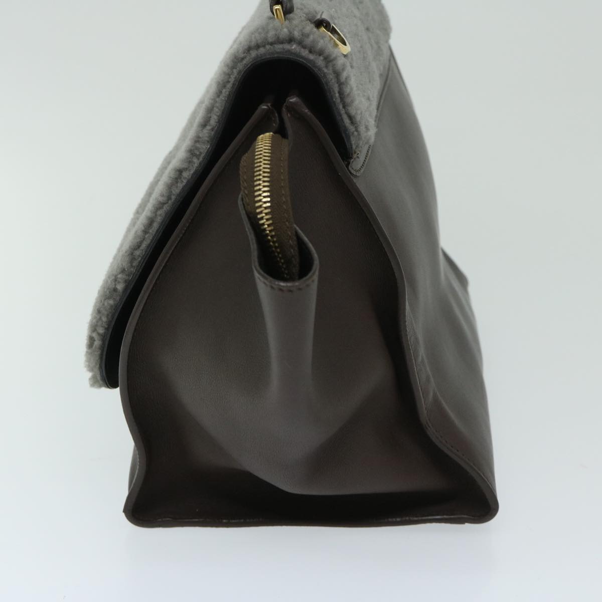 Luxury CELINE Trapeze Hand Bag Leather 2way Brown hk1137