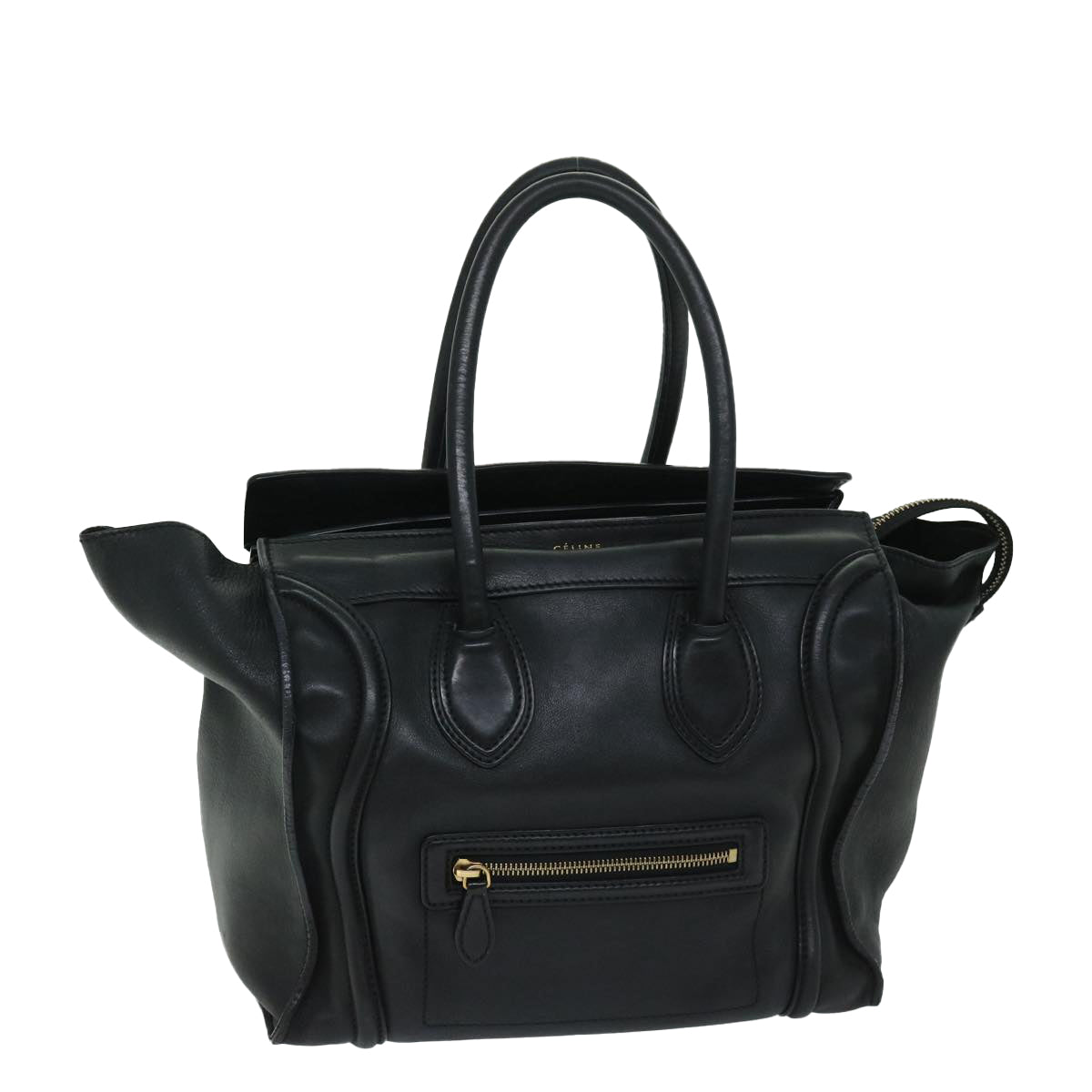 Luxury CELINE Luggage Phantom Tote Bag Leather Black hk1138