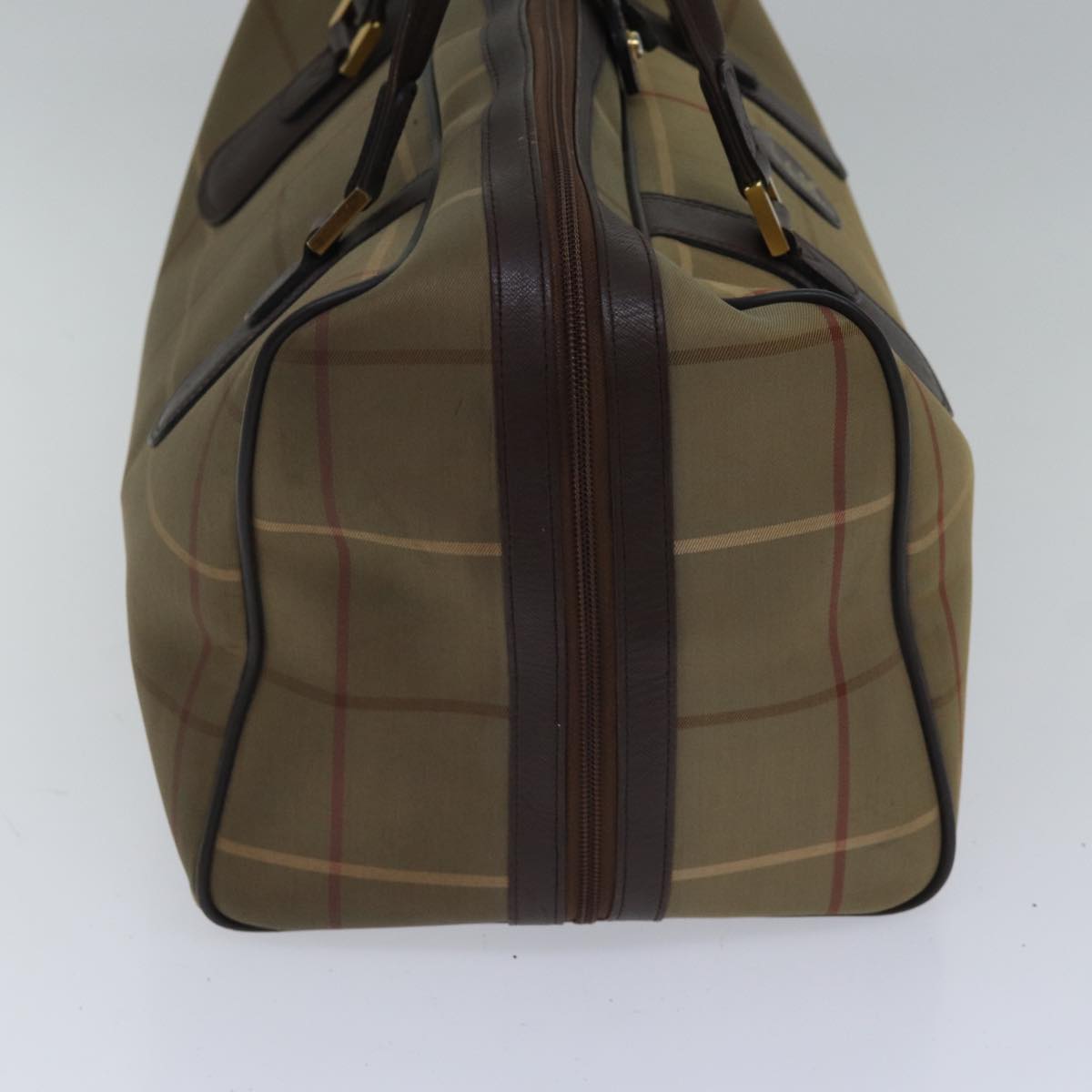 BurberrySs Nova Check Boston Bag Canvas Beige Auth hk1648