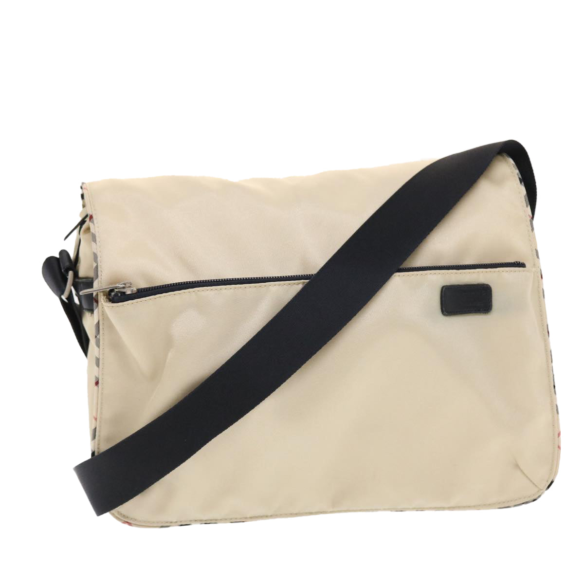 Burberry Blue Label Shoulder Bag Nylon Beige Black Auth hk785