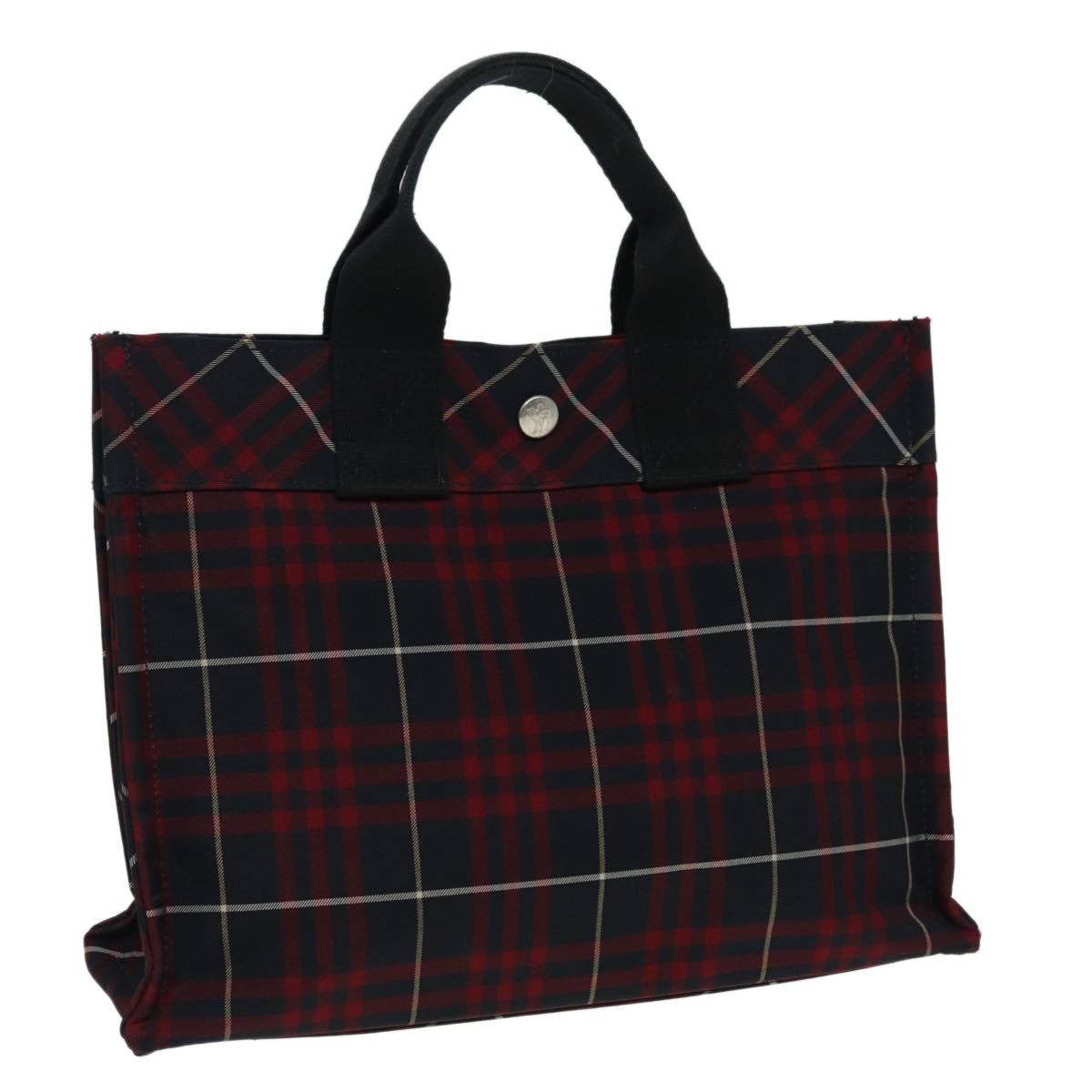 Burberry Nova Check Blue Label Hand Bag Nylon Red Auth hs1682