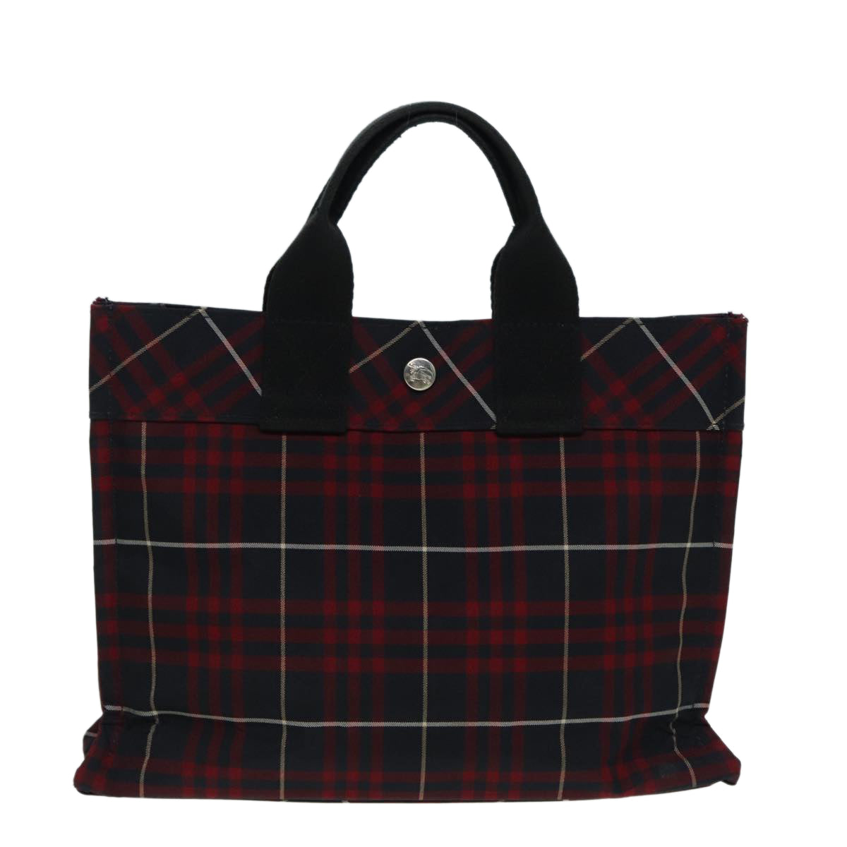 Burberry Nova Check Blue Label Hand Bag Nylon Red Auth hs1682