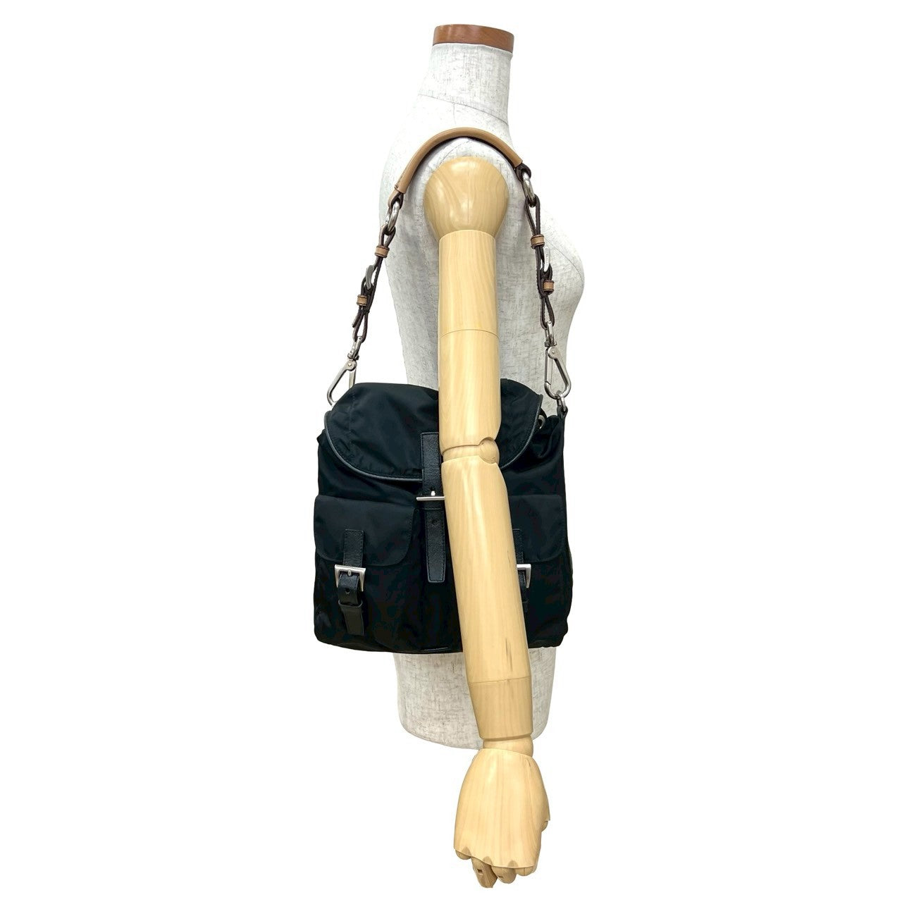 Prada Saffiano Leather Nylon Shoulder Bag