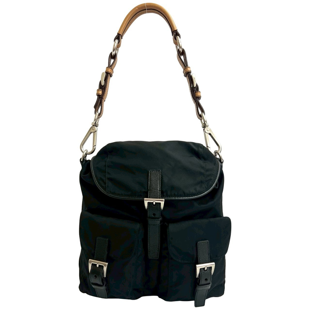 Prada Saffiano Leather Nylon Shoulder Bag
