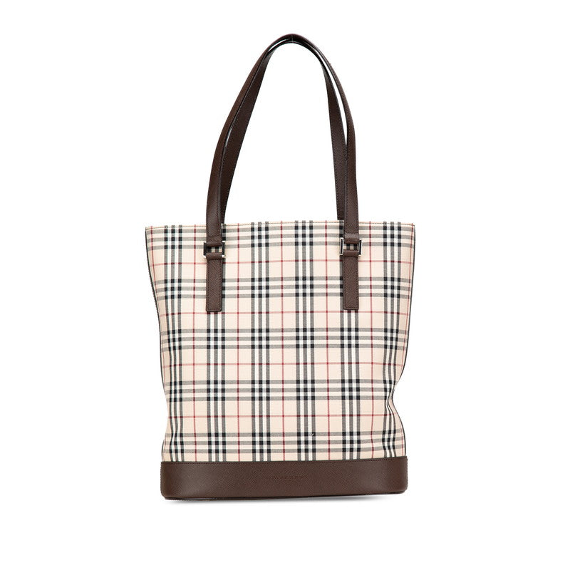 Burberry Nova Check Canvas Leather Tote Bag