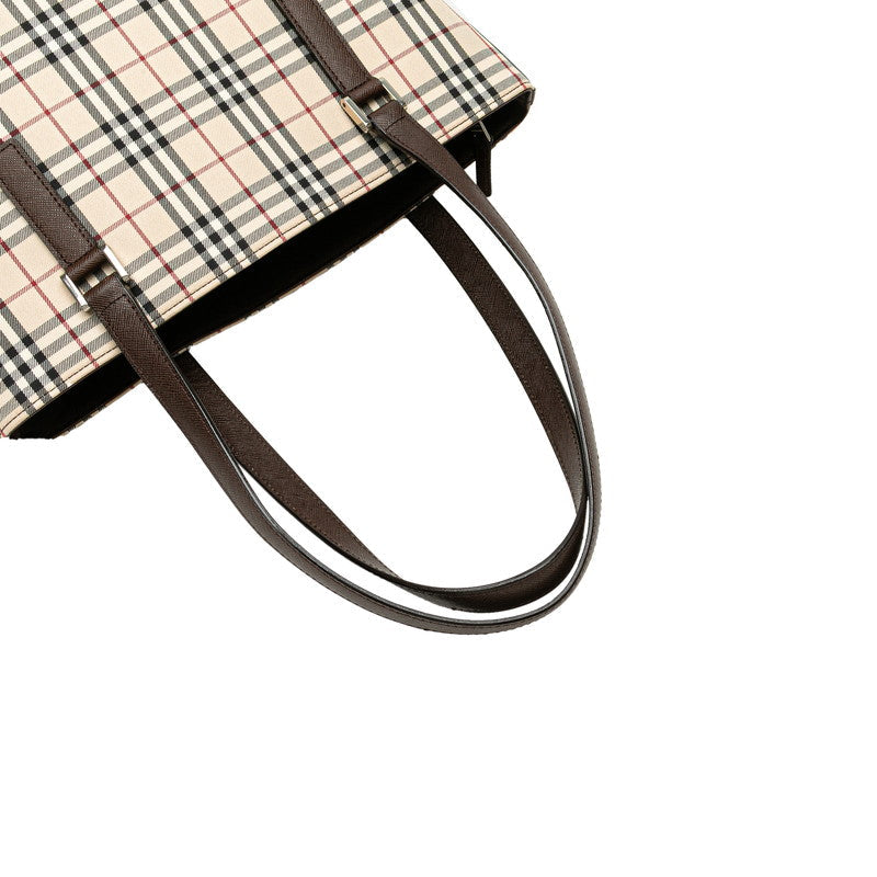 Burberry Nova Check Canvas Leather Tote Bag
